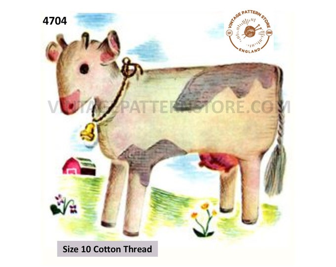 30s vintage retro easy to crochet cuddly toy cow pdf crochet pattern Size unstated Instant PDF Download 4704