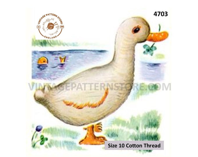 30s vintage retro easy to crochet cuddly toy duck pdf crochet pattern Size unstated Instant PDF Download 4703