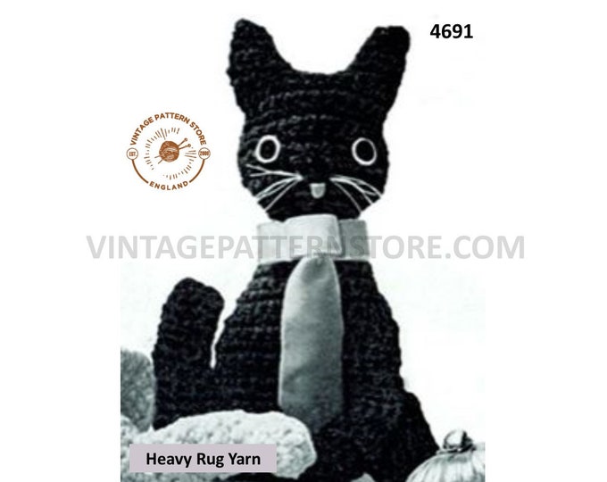 30s vintage retro cuddly toy cat kitten pdf crochet pattern Size unstated PDF Download 4691