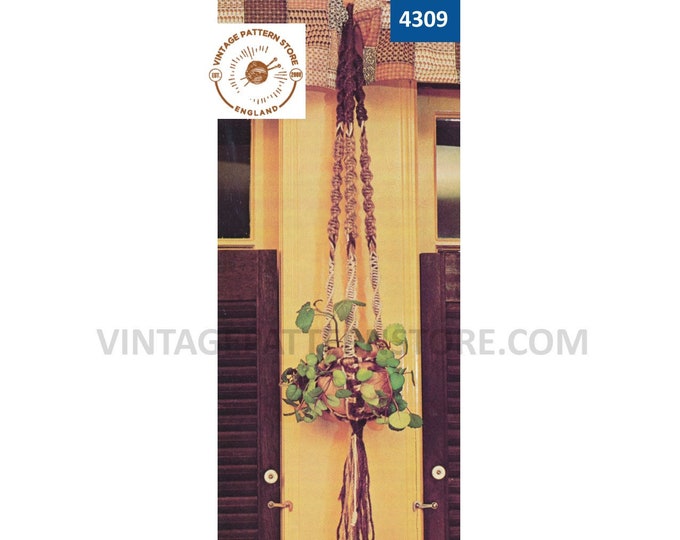 70s vintage tri pot macrame herb plant hanger pdf macrame pattern 70s vintage retro indoor garden gardening Instant PDF Download 4309