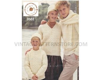 Family Aran Cable Knit Sweater Pattern (PDF Download)