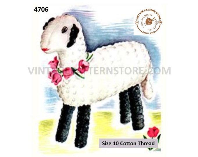 30s vintage retro easy to crochet cuddly toy lamb pdf crochet pattern Size unstated PDF Download 4706