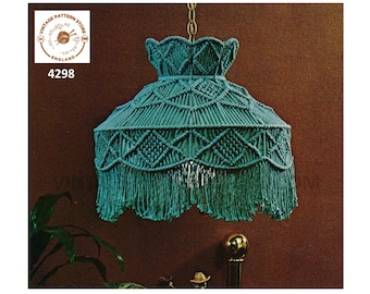 70s vintage macrame lamp light shade pdf macrame pattern 70s vintage retro lighting light fitting Instant PDF download 4298