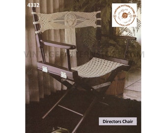 70s vintage macrame directors chair pdf macrame pattern, 70s vintage retro macrame garden chair pdf macrame pattern Instant Download 4332