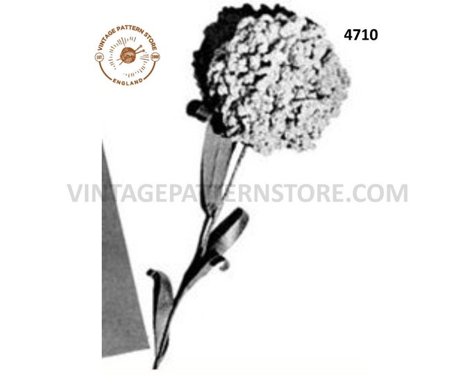 Vintage retro Edwardian crochet flower carnation pdf crochet pattern Size unstated Instant PDF Download 4710