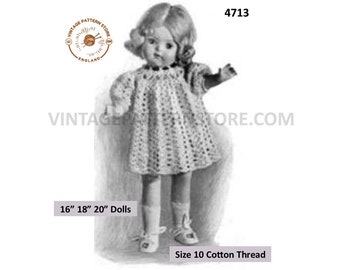 Edwardian Doll Dress Crochet Pattern 16"-20" Dolls (PDFPattern)