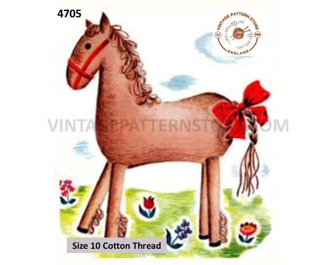 30s vintage retro easy to crochet toy horse pdf crochet pattern Size unstated Instant PDF Download 4705