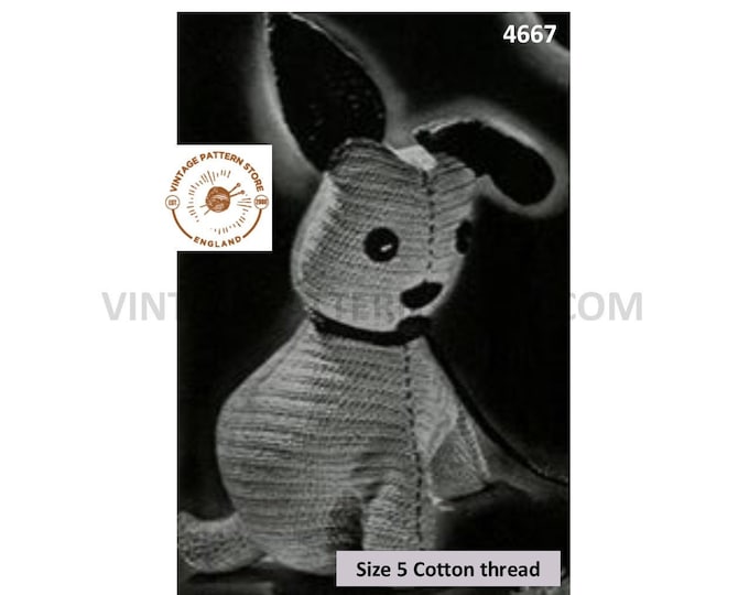 20s vintage retro crochet cuddly toy puppy dog pdf crochet pattern Instant PDF Download 4667