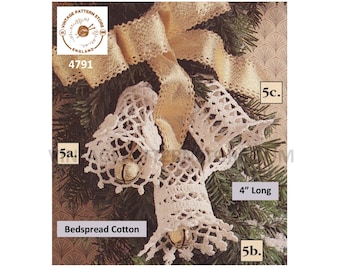 Vintage Crochet Bell Ornament Pattern, 90s Christmas Decor (PDF Download)