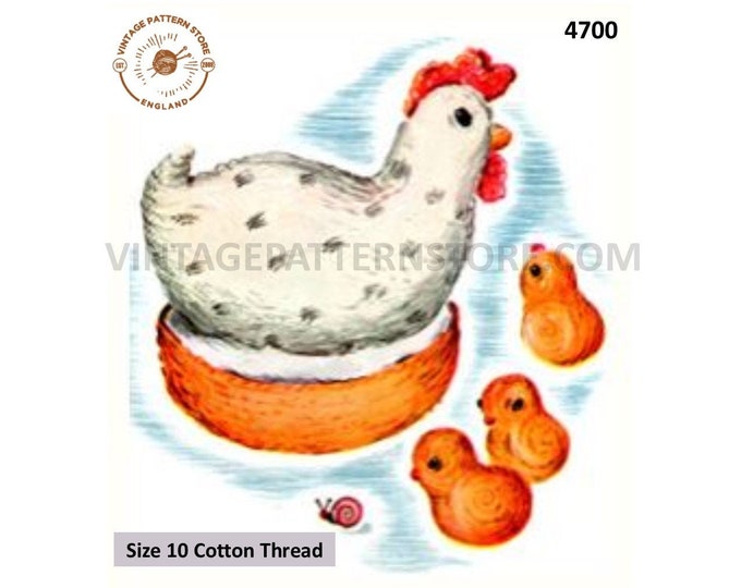 30s vintage retro easy to crochet cuddly toy chicken and chicks pdf crochet pattern Size unstated PDF Download 4700