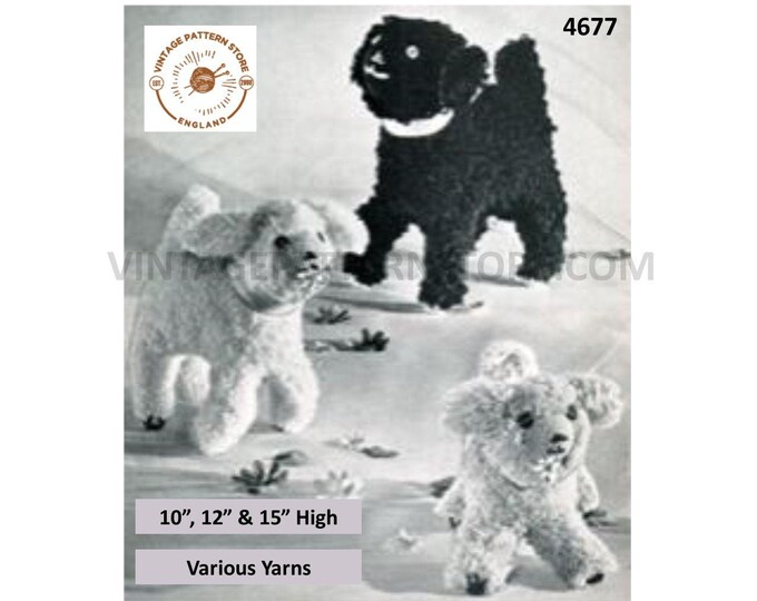 40s vintage retro spring lamb toy pdf crochet pattern 3 sizes 10" 12" and 15" high Instant PDF Download 4677