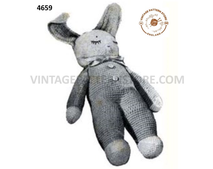 30s vintage retro crochet cuddly toy sleeping bunny rabbit pdf crochet pattern Instant PDF Download 4659