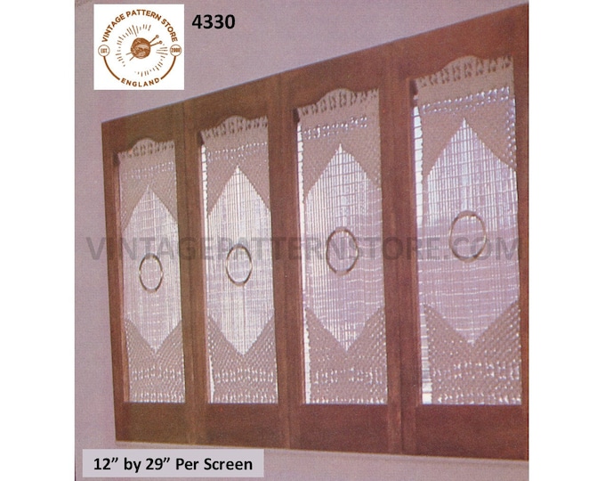 70s vintage framed macrame wall hanging or window screen shutter pdf macrame pattern 12" by 29" long Instant PDF Download 4330