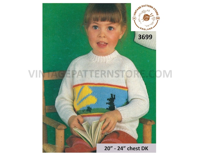 Toddlers Girls intarsia rabbit V neck DK raglan cardigan & round neck sweater jumper pdf knitting pattern 20" to 24" Instant download 3699