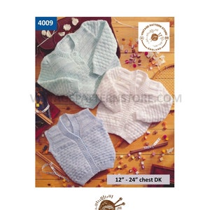 Stickmönster för babykofta och väst, matiné, 30-60 cm bröst (PDF-mönster)