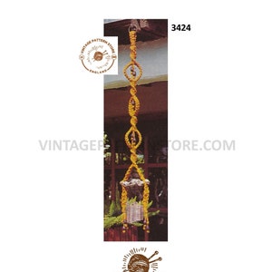 70s vintage easy to make beginners macrame wind chime hanger pdf macrame pattern 52" Long Instant PDF download 3424