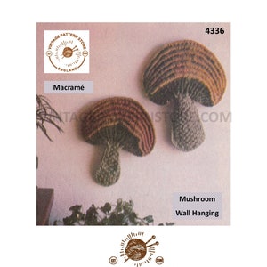 70s vintage macrame art toadstool mushroom wall hanging pdf macrame pattern see details for sizes Instant PDF Download 4336