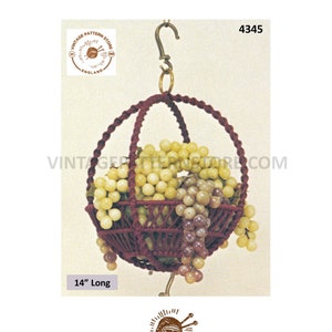 70s vintage macrame ring hanging fruit bowl or plant hanger pdf macrame pattern 14" long Instant PDF Download 4345