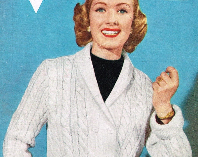 Original Knitting Pattern Bestway 2937 Womens 50s vintage DK shawl collar double breasted cable cabled cardigan jacket 34" to 36" chest