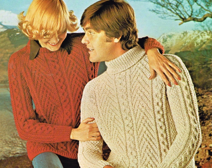 Ladies Mens aran sweater knitting pattern, Ladies Womens Mens polo crew neck cable raglan sweater pattern - 32" - 42" Lister lee target 821