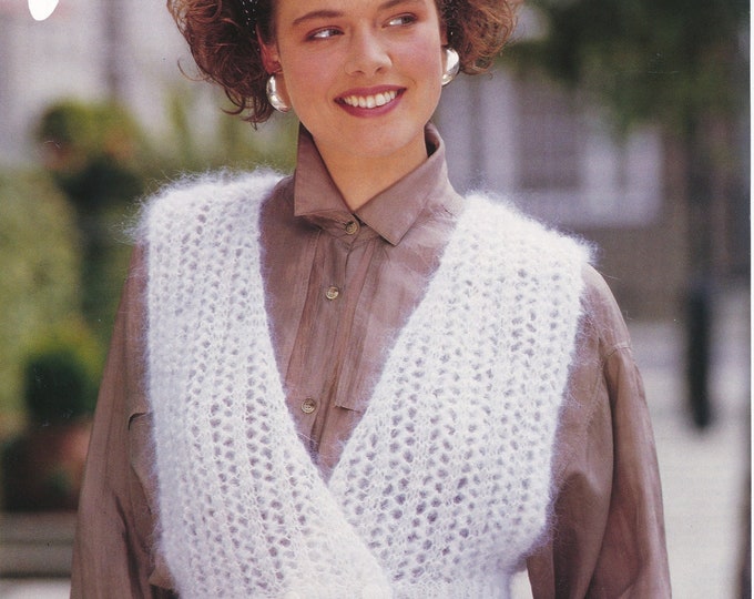 Easy mohair knitting pattern, Ladies easy knit mohair waistcoat patterns, Ladies 90s waistcoat patterns - 30" - 40" chest - Jarol 313