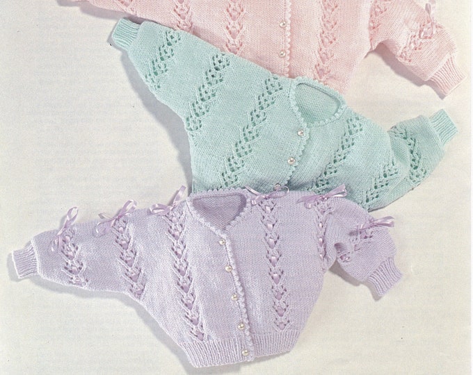 Premature babies knitting pattern, Premature baby patterns, Babies picot cardigan, DK baby patterns - 14" - 24" chest - Jarol 481