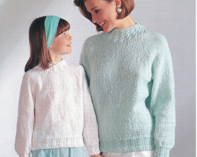 Ladies girls sweater knitting pattern, Cable funnel neck sweater, Easy to knit DK sweater patterns - 26" - 40" chest - Jarol 723