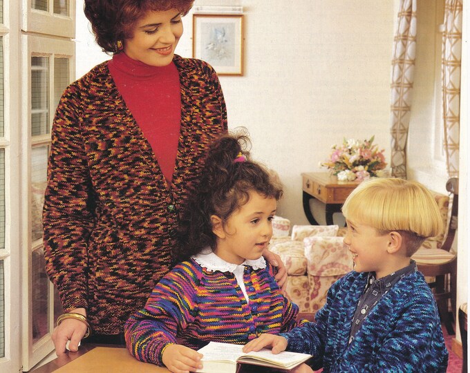 Family cardigan knitting pattern, Easy to knit cardigan, DK cardigan patterns, 90s cardigan patterns - 24" - 46" chest - Jarol 900