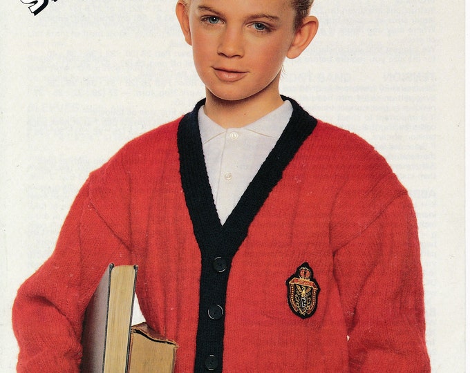 Boys school blazer knitting pattern, Boys easy knit v neck cardigan pattern, DK cardigan jacket patterns - 22" - 34" chest - Jarol 187