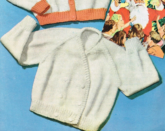 Baby Babies cardigan knitting pattern, Baby Babies double breasted cross over DK cardigan pattern - 22" - 25" chest - Marriner 525