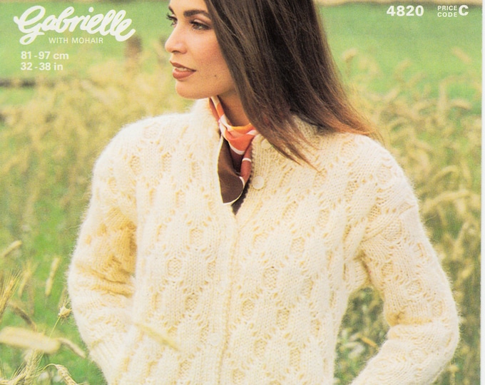 Original Pattern Jaeger 4820 Ladies Womens 90s chunky knit round neck cabled drop shoulder raglan jacket knitting pattern 32" to 38" chest