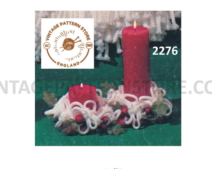 70s vintage easy to make macrame candle ring Christmas decoration ornament pdf macrame pattern Instant PDF Download 2276