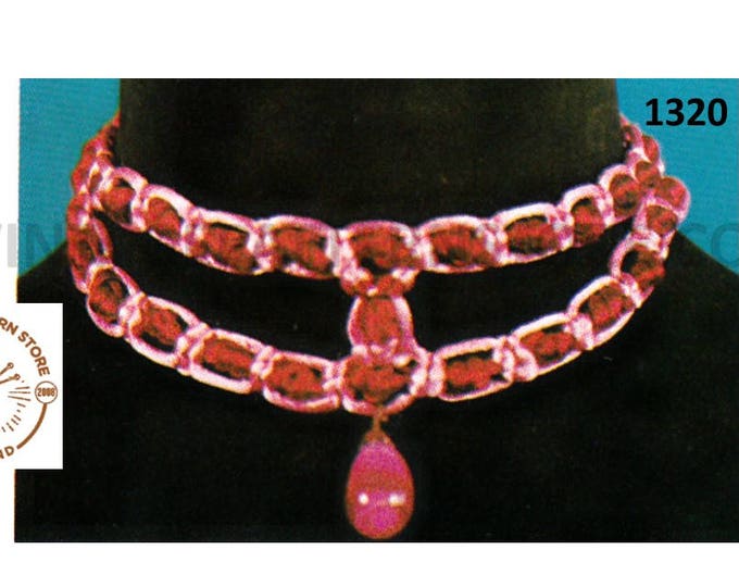 70s vintage easy to make beginners macrame choker necklace jewellery jewelry pdf macrame pattern Instant PDF Download 1320