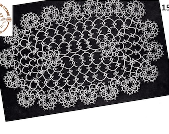 40s Vintage tatted lace oval doily doilies pdf tatting pattern 7.5" by 11" Instant PDF download 1543