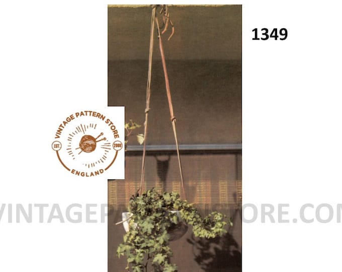 70s vintage beginners easy to make shoe string leather plant hanger pdf leather work pattern PDF download 1349