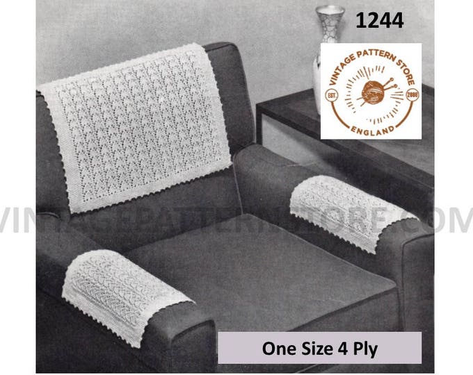 70s vintage 4 ply sofa and chair arm rest and back protector pdf knitting pattern Instant PDF download 1244