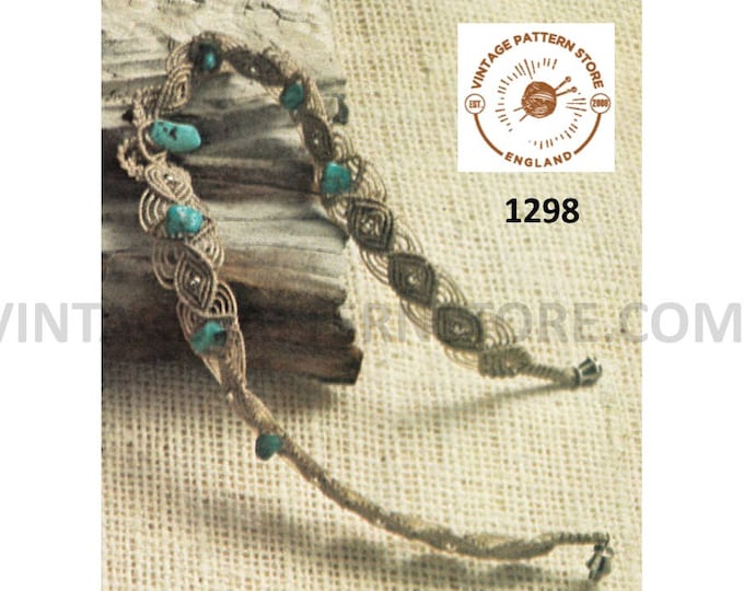 70s vintage boho bohemian macrame choker necklace jewllery jewelry pdf macrame pattern Instant PDF Download 1298