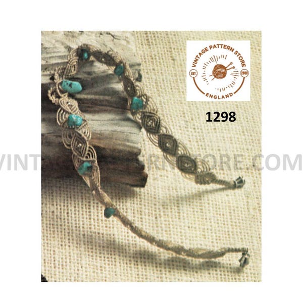 70s vintage boho bohemian macrame choker necklace jewllery jewelry pdf macrame pattern Instant PDF Download 1298
