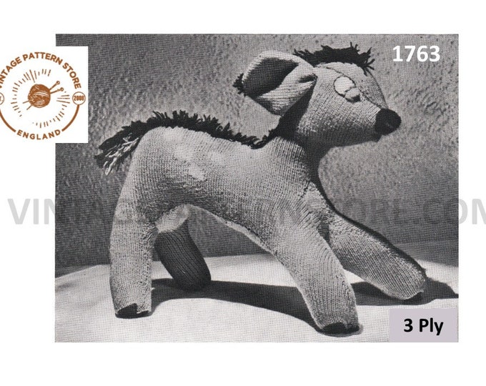 40s vintage 3 ply cuddly toy deer bambi pdf knitting pattern Instant PDF download 1763