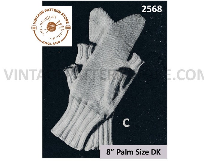 Mens Mans World War 2 WWII DK soldiers riflemans thumbless rifle hunting gloves pdf knitting pattern 8" palm Instant PDF download 2568