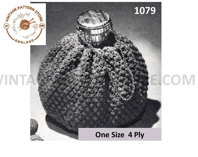 50s evening bag knitting pattern, Ladies 1950s textured and lined 4 ply evening bag purse pattern - PDF download 1079