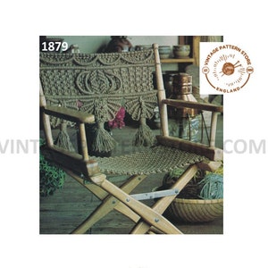 PDF macrame pattern, Macrame directors chair pattern, Easy macrame patterns, 70s macrame garden chair pattern PDF Download Pattern 1879