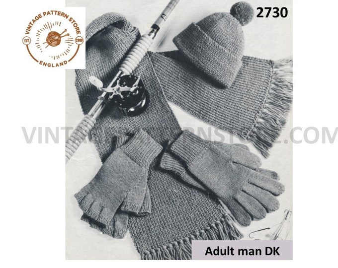 Mens hat gloves knitting pattern, Easy hat gloves mittens pattern, Mens DK hat gloves and mittens pattern - Adult only - PDF download 2730