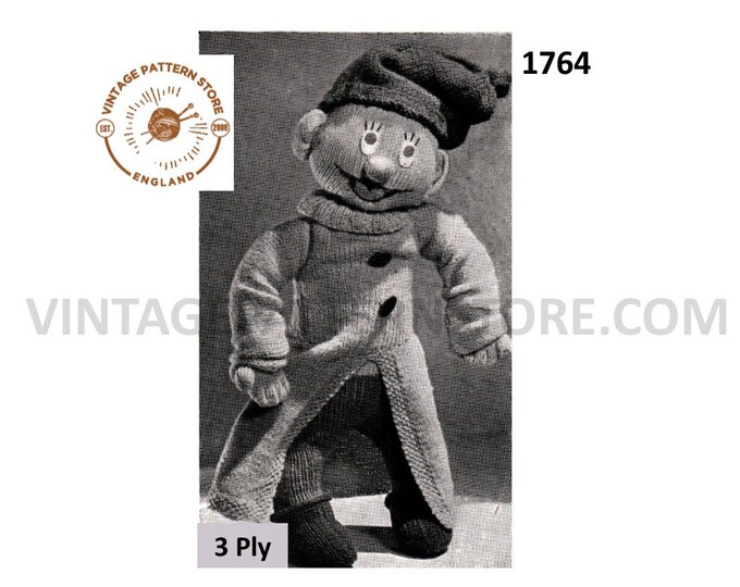 40s vintage 3 ply snow white dopey dwarf toy knitting pattern Instant PDF Download 1764