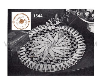 40s vintage circular round lacy lace pinwheel doily doilies table mat pdf crochet pattern 17" diameter Instant PDF download 1544