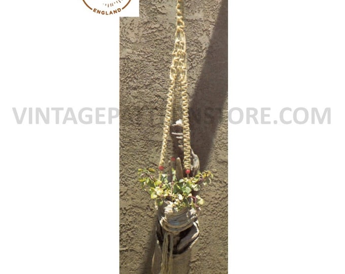 70s vintage macrame plant hanger pdf macrame pattern, 70s vintage retro indoor garden gardening Instant PDF download 1340