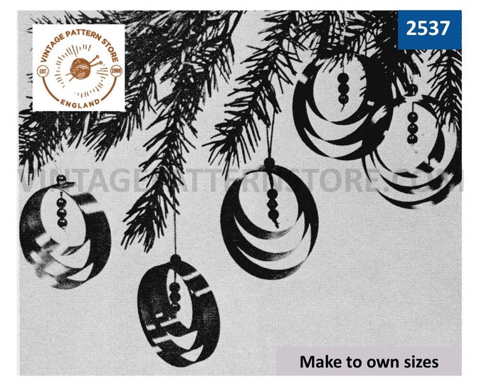 70s vintage easy to make your own ribbon craft Christmas tree decoration ornament Instant PDF Pattern 2537