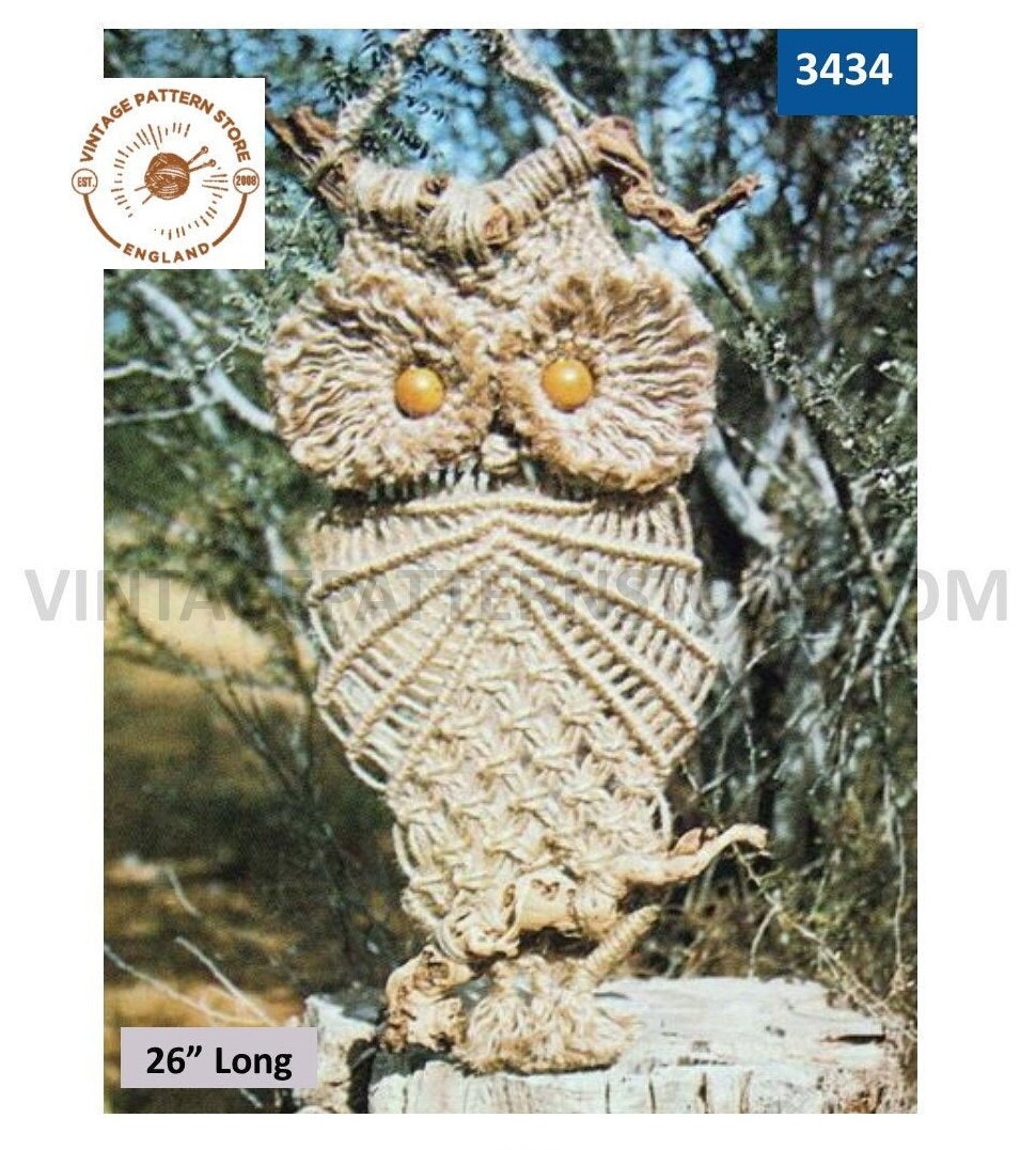 Macramé Elegance 1970s Vintage Macrame Pattern PDF Ebook Beginner Easy  Macrame Pattern Book 70s Pot Plant Hanger Owl Owls Hanging Table 