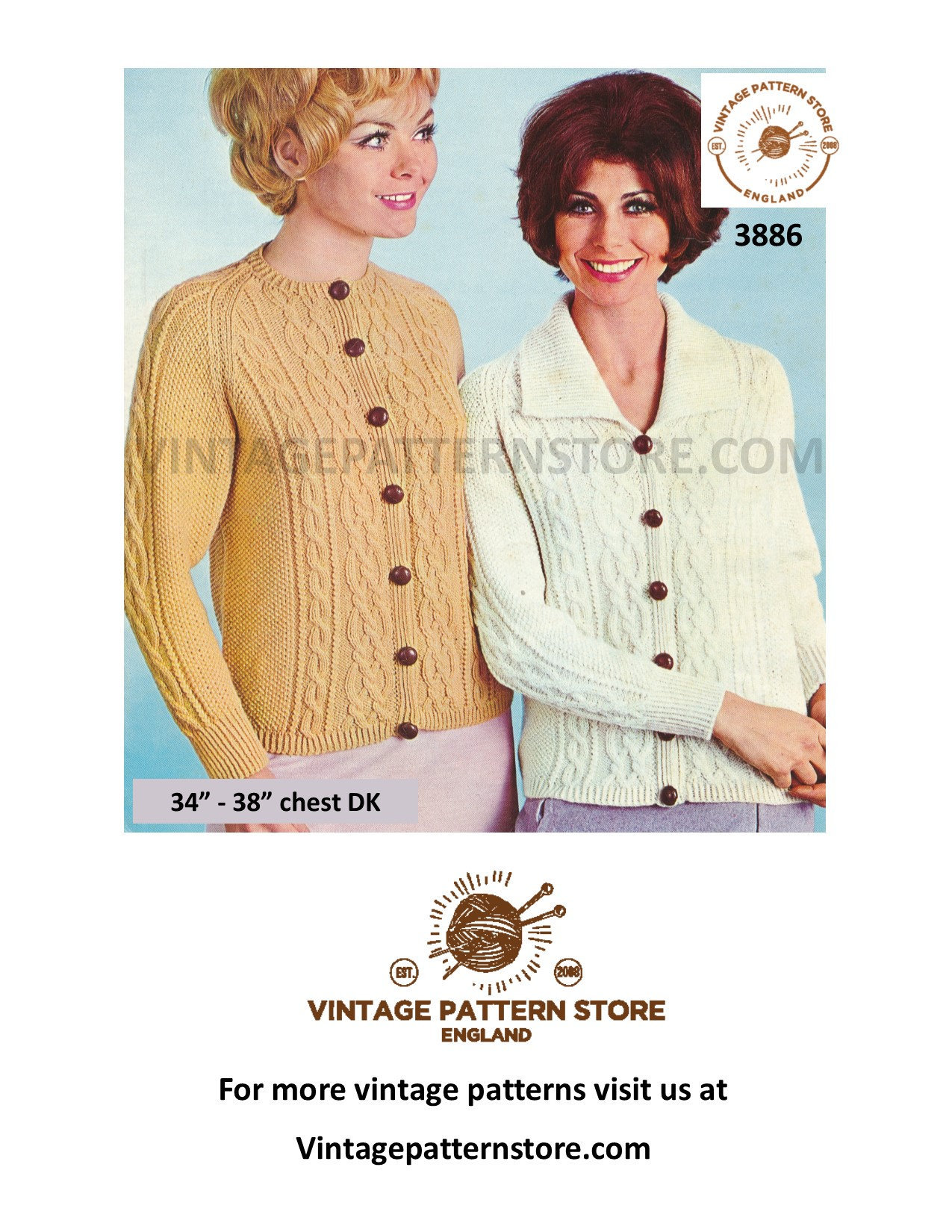 Ladies Womens 70s vintage Chanel style V neck textured raglan DK jacket  cardigan pdf knitting pattern 34 to 38 Chest Instant download 3834