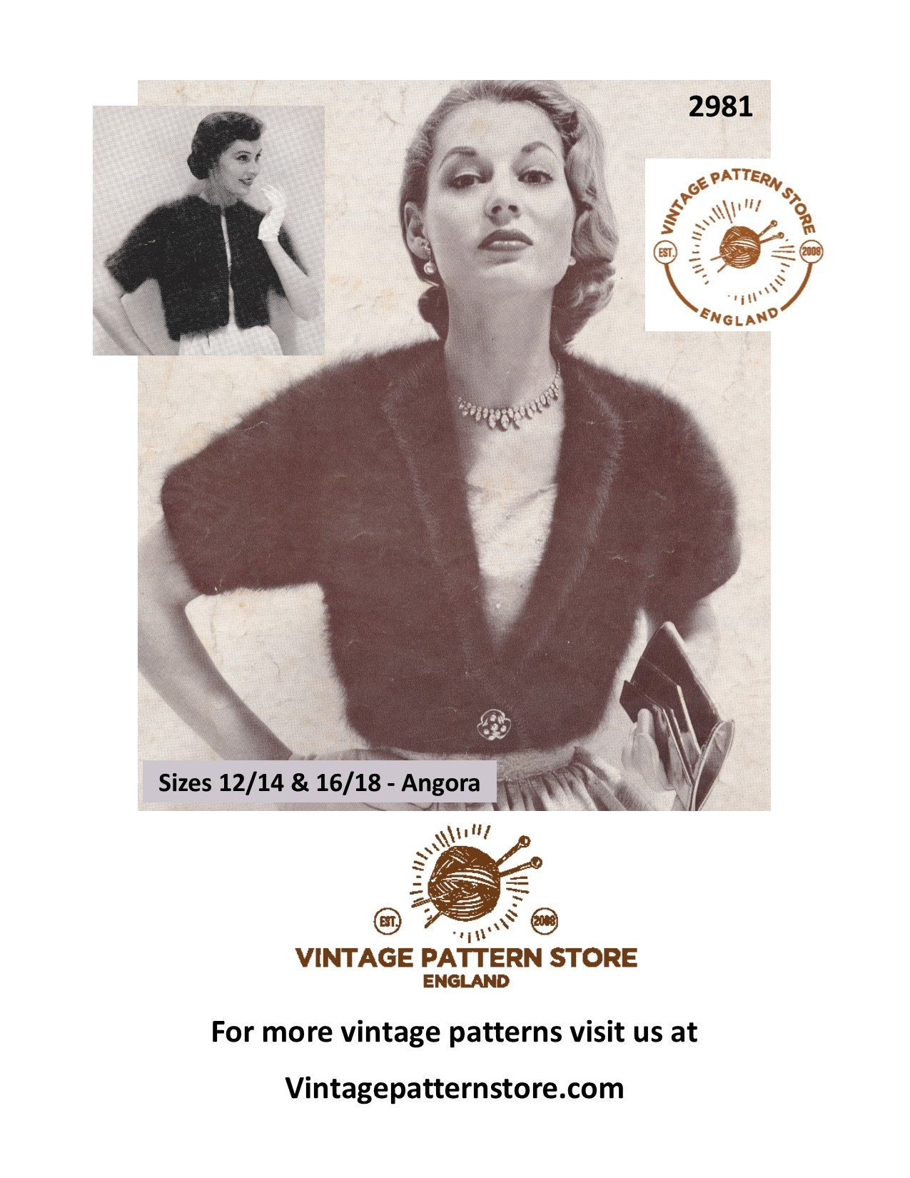 Ladies Womens 50s vintage V neck collared short sleeve angora cardigan ...